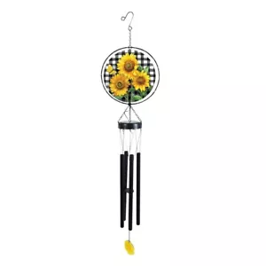 Campanas de viento de vidrio solar iluminadas con girasoles a cuadros - Imagen 1 de 6