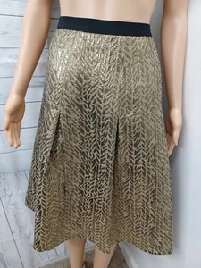 Cato Metallic Gold Skirt Pleated Flare Party Concert Festival Plus NWT  - Picture 1 of 10