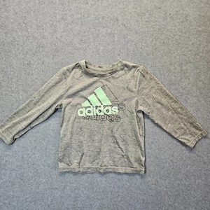 Adidas Grey Long Sleeve Logo Shirt Boys 4T Performance Athletic Polyester - Picture 1 of 7