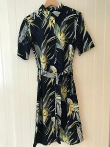 Warehouse dress - tropical pattern Button Through Shirt Dress size uk8 - Picture 1 of 8