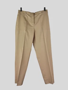 Akris $865 Auth 6 US 42 IT 36 D M Beige 100% Cotton Dress Pants Pockets Runway - Picture 1 of 9