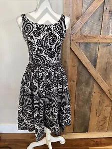 50er Jahre Vintage Vicky Vaughn Baumwoll Blumen Kleid mit schwarz weiß - Bild 1 von 10