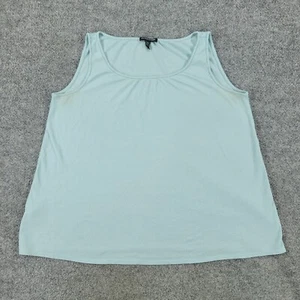 Eileen Fisher Tank Top Shirt Women Petite Large Blue Silk Round Neck Sleeveless - Picture 1 of 14