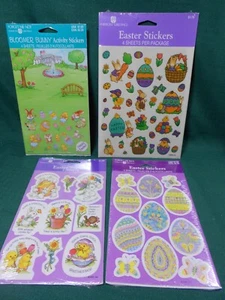 4 Packs Vintage American Greetings Easter Stickers Bloomer Bunny, Eggs Lot #1 - Picture 1 of 5