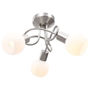 Ceiling with Ceramic Shades for 3 E14 Bulbs White Bowl M6D6 - Picture 1 of 10