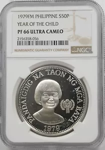 Philippines 1979-FM 50 Piso Proof NGC PF66 ULTRA CAMEO Year Of Child NG2067 comb - Picture 1 of 2