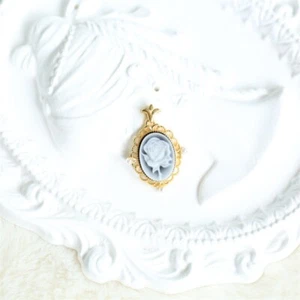 F18 Rose Flower Pearl Agate Black Pendant Silver 925 Gold Plated - Picture 1 of 2