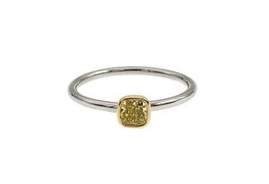 Tiffany & Co Bezet Diamond Fancy Intense Yellow Platinum 18k Ring 51pt $9800 - Picture 1 of 7
