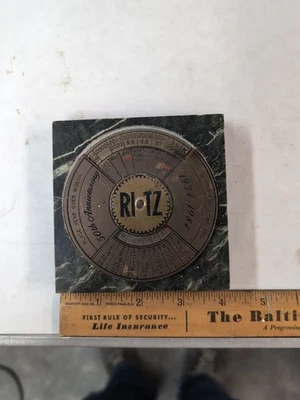 Vintage NABISCO RITZ CRACKER 50TH ANNIVERSARY Marble & Brass Perpetual Calendar  - Image 1 of 3