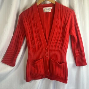 VTG Sweater Banff Sweater Bee Long Sleeve Acrylic 3 Button Cardigan  Womens Med - Picture 1 of 10