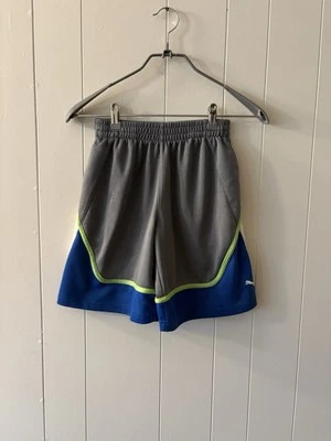 Puma Boys Small Gym Shorts Grey Green Blue Athletic Gym School Basketball O5 - Image 1 of 4