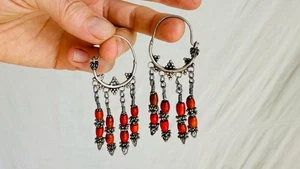 Vintage Uzbek Bukhara Silver Earrings. Rare Silver Earrings, Central Asia. 0689 - Picture 1 of 5