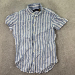 Polo Ralph Lauren Kids Boys Size XS Striped Linen S/S Button Down Shirt Preppy - Picture 1 of 8