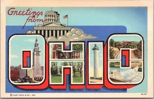 Postal de felicitación con carta grande OHIO 1939 de colección / lino Curteich - sin usar - Imagen 1 de 2