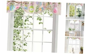 Easter Tie Up Valance Curtains Kitchen Valance for Windows, Happy Easter Eggs - Picture 1 of 8