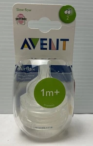 Avent - Classic+ Teats 1 MONTH Nipples Slow Flow 2 PACK Baby Feeding Bottle - Picture 1 of 5