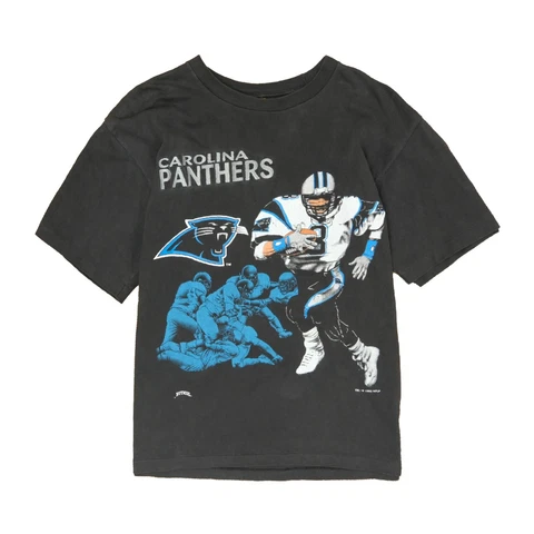 Vintage Carolina Panthers Nutmeg T-Shirt Size Large Embroidered 1993 90s NFL Cover