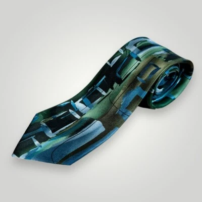 J Garcia Space Containers Collection 56 corbata de seda azul abstracta 61” x 3,75” Foto 1 de 4