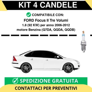 KIT 4 CANDELE per FORD Focus II Tre Volumi 1.8 92 kw anno 2006-2012 - Foto 1 di 2