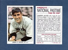 1930-1939 National Pastime: JOHNNY ALLEN, Yankees (1985 Big League Collectibles)