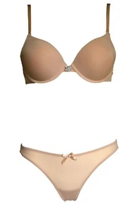 Ladies Beige Nude Lingerie Bra Sets For Women Brief Underwear, UK Size 32B / 36B - Picture 1 of 6