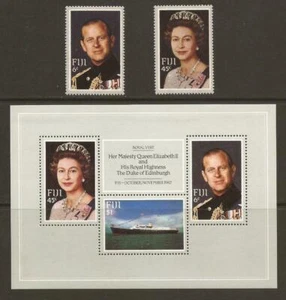 MINT 1982 FIJI ROYAL VISIT QEII + PRINCE PHILLIP MINI SHEET + STAMP SET - Picture 1 of 1