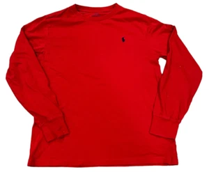 POLO RALPH LAUREN T Shirt Boys Large 14-16 Red Long Sleeve Cotton *FREE SHIPPING - Picture 1 of 3