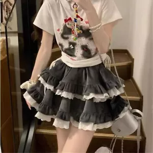 Kawaii Mujeres Lolita Cintura Alta Línea A Falda Plisada Japonés Harajuku - Imagen 1 de 14