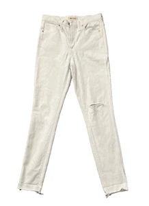 Madewell White Denim 10" High-Rise Skinny Jeans, Raw Hem Size 27 Women's - Picture 1 of 7