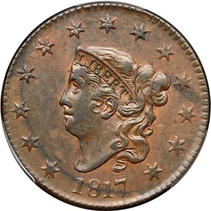 1817 N-2 R-3 PCGS AU 55 CAC Matron or Coronet Head Large Cent Coin 1c - Picture 1 of 3