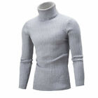 Men'S Sweater Slim Winter Knitted Cable Pullover Knit Turtleneck Fit Lightweight
