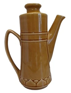 Golden Seville Stoneware Coffee/Tea Pot with Lid VTG Japan Mustard Brown Pattern - Picture 1 of 10