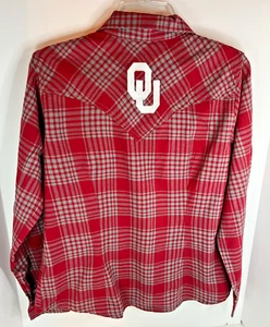 OU Oklahoma Sooners Wrangler Retro Western Pearl Snap LS Red Shirt Mens Small - Picture 1 of 8