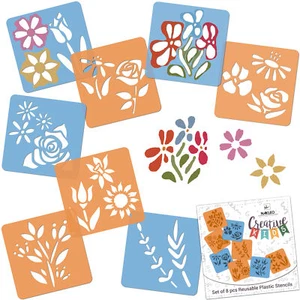 Pochoirs à dessiner pour enfants // 8 pièces // FLEURS - Picture 1 of 3