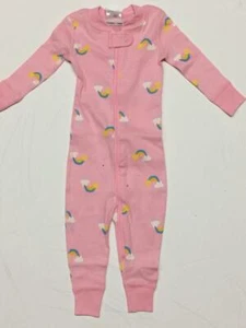 Hanna Andersson baby girl coverall sleepsuit 6 - 12 months pink rainbow - Picture 1 of 4
