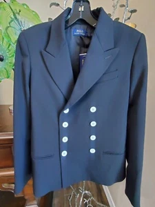 POLO RALPH LAUREN Wool Double-Breasted Blazer Jacket Timeless $598 SZ O BLK NWT - Picture 1 of 24