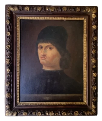 ANTIQUE Old Master Oil 1850's Manner of Antonello da MESSINA - Portrait of a Man - image 1 of 4