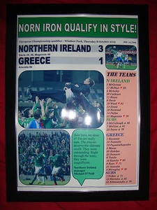 Northern Ireland 3 Greece 1 - 2015 - Euro 2016 qualifier - framed print - Picture 1 of 2