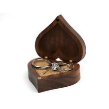 Heart  Walnut Wood Ring Box Proposal Engagement  Ring Holder Jewelry  Wooden Box