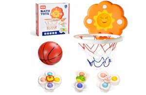 Bathtub Basketball Hoop Bath Toys Toddler Baby Bathing Fun Water Toy Suction Cup - Picture 1 of 8