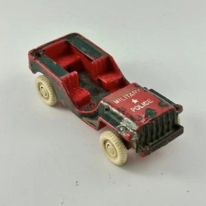 Vintage Thomas Spielzeug Militär Polizei Fahrzeug LKW rot grün Kunststoff LESEN - Bild 1 von 12