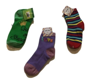 Kids Socks Unisex Kids Multi Design Crew Socks 3 Pairs Multi Color Size 7-8.5 - Picture 1 of 5
