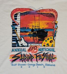2019 Shrimp Festival Gulf Shores Orange Beach Alabama Graphic T-Shirt Mens 3XL