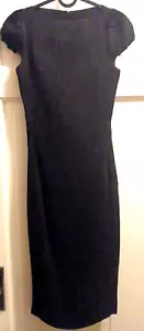 Plein Sud Cap Sleeve Black Ribbed Midi Dress, Sz 4 - Picture 1 of 12