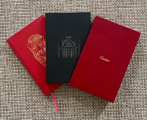 NEW! CARTIER Set of 2 Journals Notebooks Diary Red Black Hardcover Outer Case - Picture 1 of 8