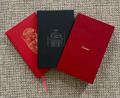 NEW! CARTIER Set of 2 Journals Notebooks Diary Red Black Hardcover Outer Case - Image 1 of 4