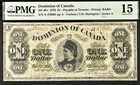 1878 $1 (One Dollar) Dc-8f-i Dominion of Canada Pmg 15 Fine Banknote