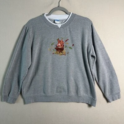 Sudadera Comfort Corner Bordada Gato Mujer XL Grandmacore Gris Manga Larga Foto 1 de 4