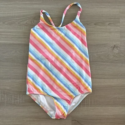 NWT Billabong Kids Magic Hour One-Piece Swimsuit Striped Girls Size 12 - Image 1 of 4