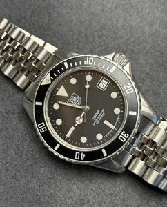 👍 Vintage TAG HEUER 1000 980.013 Black Dial 844 Monnin Style Dive Watch - Picture 1 of 15